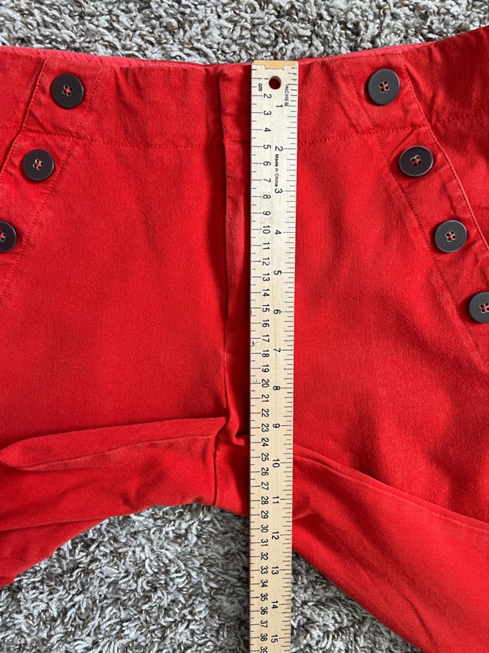 Like New! Anthropologie The Essential Slim Orange Red Button Skinny Cropped 6 - Picture 12 of 13